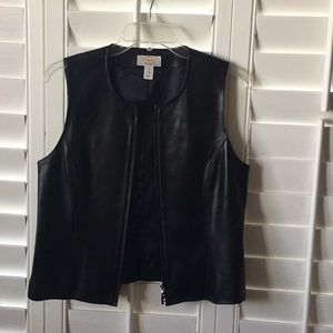 Talbots Black 100% Leather Vest